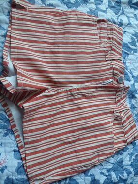 SO Coral and Cream Striped High-Rise Shorts